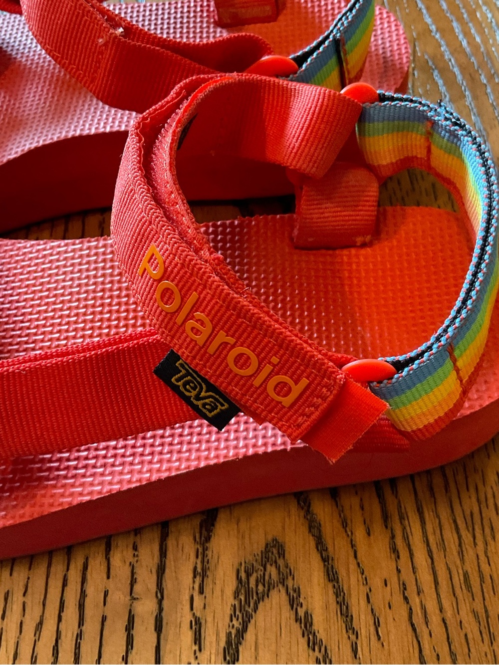 Teva X Polaroid Bright Orange / Rainbow Sport Sandals. Size 7 - Picture 8 of 10